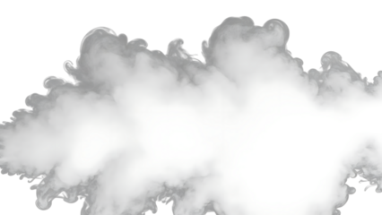 White smoke on transparent background, isolated cloud of vapor