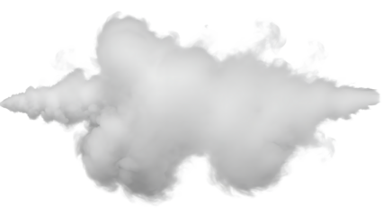 White cloud on transparent background, isolated smoke effect