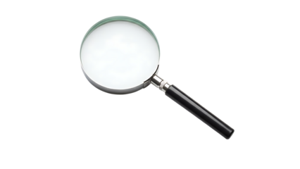 Magnifying glass on transparent background for search and investigation