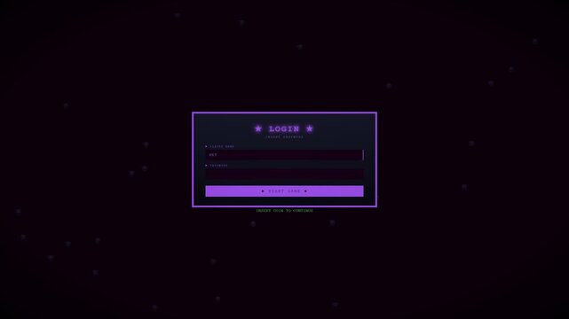 A login window appears on the screen where users enter their credentials. The animation shows elements of hacking or hijacking in a digital environment with dark themes and vibrant colors.