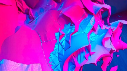 Abstract iridescent neon background featuring holographic foil texture and soft pastel gradient colors.