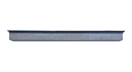 Concrete ceiling beam, covered with snow, horizontal. On isolated transparent background.