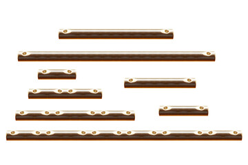 Treblinki, metal rod with thread of a screw, horizontal. On isolated transparent background.