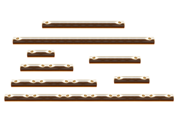 Treblinki, metal rod with thread of a screw, horizontal. On isolated transparent background.