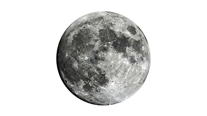 Obraz premium Moon on transparent background, lunar surface, grey and white