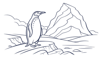 Penguin standing on icy rock