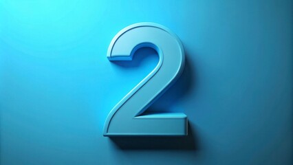 Bright Blue Number Two on Soft Background for Creative Designs