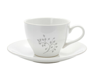 上品な白いティーカップと繊細なリーフ模様のデザイン