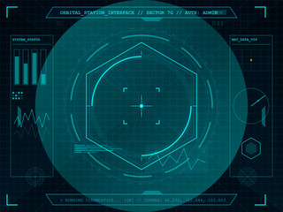 Display showing diagnostics data for orbital station in sector 7G with real-time navigation system updates and status indicators
