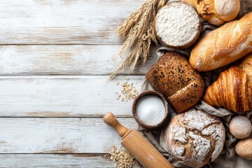 bakery and bread on rustic table