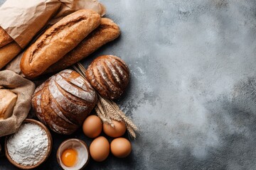 bakery and bread on rustic table