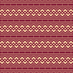 Maroon and Beige Geometric Diamond Stripe Seamless Pattern