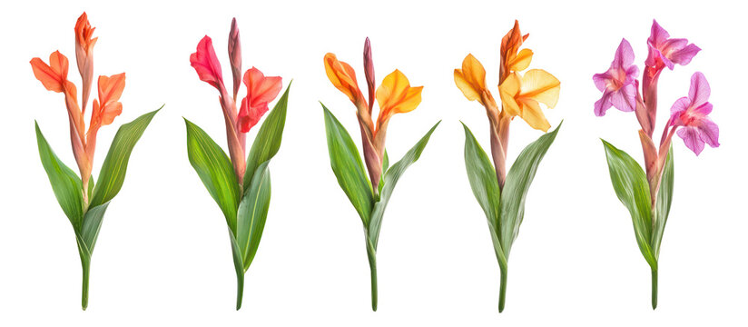 Canna indica, Indian shot or African arrowroot edible canna on transparent background