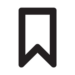 Bookmark icon in minimalist design with black color on white background for mobile app
