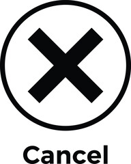 Obraz premium Minimalist Black Cancel Icon with a Cross Symbol Inside a Circle and Text for User Interface Design Elements