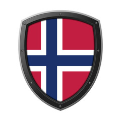 Obraz premium NORWAY Shield Emblem, NORWAY Flag Badge Icon with Metallic Protective Frame, High Quality Transparent PNG Design