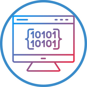 Binary Code Line Icon Style