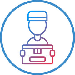 Courier Man Line Icon Style