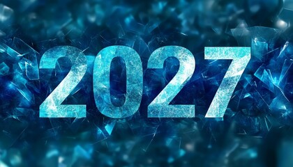 Futuristic Vision of 2027 A Radiant Blue Background Symbolizing New Beginnings and Possibilities