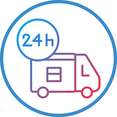  Hours Delivery Line Icon Style