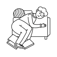 Man sleeping on a couch with pillows under his feet.