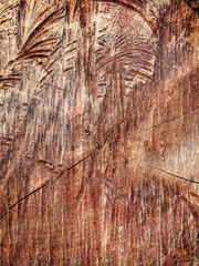 Rustic Wood Texture with Carved Details