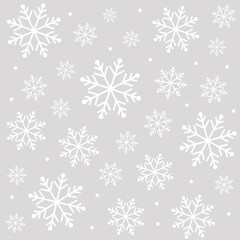 雪の結晶シームレスパターン（グレージュ）ー やわらかなグレージュに白い雪の結晶、北欧テイストのシンプル背景。デザインペーパー、マスキングテープ、マスキングシールブック、フレークシール、手帳デコ素材、ノート表紙、ハンカチ、箸、マグカップ、皿、キッチンクロス、キッチン雑貨、ポーチ等に最適。