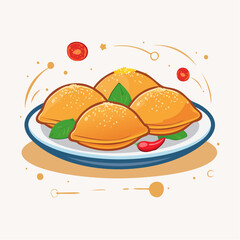 Traditional Brazilian Acaraj&eacute; from Bahia Flat Vector Illustration