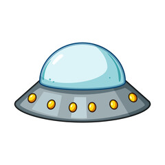 Alien flying saucer spacecraft illustration traveling through space, representing themes of extraterrestrial life, science fiction, exploration, and otherworldly mystery © PikePicture