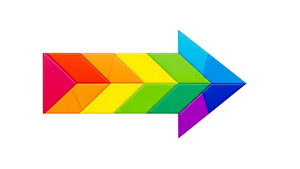 Rainbow arrow on transparent background, colorful 3D illustration