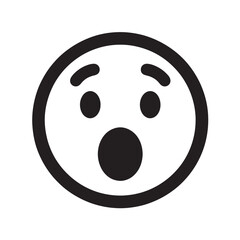 Fototapeta premium Surprised face icon in simple flat design with bold black lines on white background for emoticon