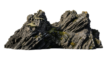 Rocky mountain peak on transparent background