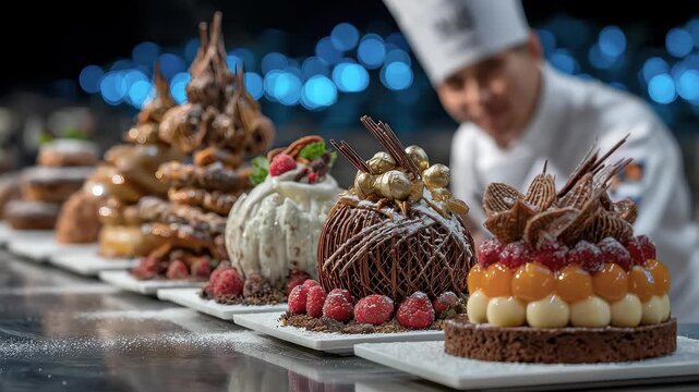 Christmas Dessert Feast Chef Creatively Presents Festive Delicacies