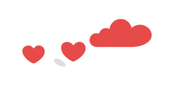 Red hearts and cloud