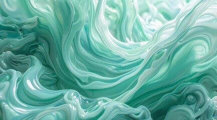 Green and turquoise paints with a liquid, spreading texture and soft lines. A universal background for web design, banners, wallpapers, and creative marketing campaigns.