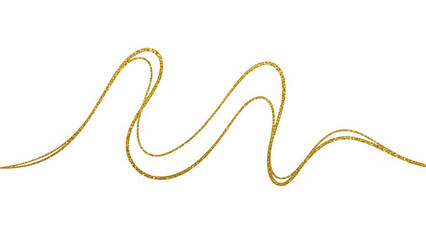 Fototapeta premium Golden wavy line on transparent background, luxury design element