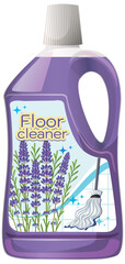 Lavender Scented Floor Cleaner Bottle Vector Illustration