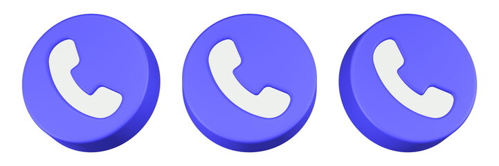 call icon 3d render blue circle button