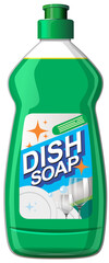 Green Dish Soap Bottle with Clean Glassware Illustration