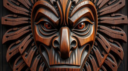 Traditional African handmade mask made of wood on a white background. A symbol of spirituality and ancient cultures. Suitable for art projects, advertising, and educational purposes