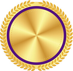 Purple and Gold Certificate Seal Badge
