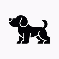 Minimalist black silhoutte of a cute puppy 