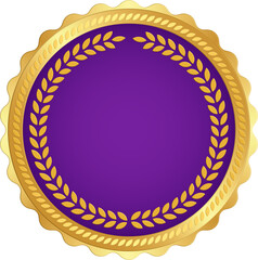 Purple and Gold Certificate Seal Badge
