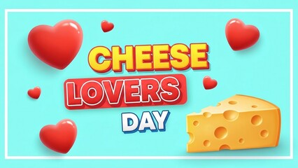 Cheese lovers day celebration with hearts and cheese