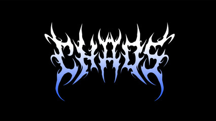 Chaos typography vector in symmetrical shapes dark metal custom lettering style for dark streetwear, t-shirt print apparel, sticker, poster, band logo and more	