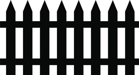 Simple black and white illustration of a classic picket fence design