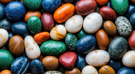 A Colorful Collection of Polished Agate Stones Displaying a Variety of Natural Hues and Textures, Perfect for Crafts, Jewelry Making, and Decorative Purposes