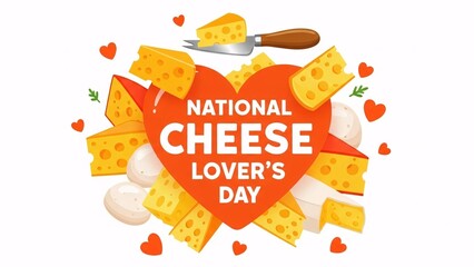 National cheese lovers day celebration with scattered cheese and heart shapes
