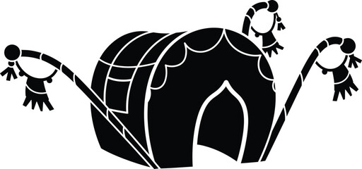 Black and white illustration of a turtle with human like figures on its shell