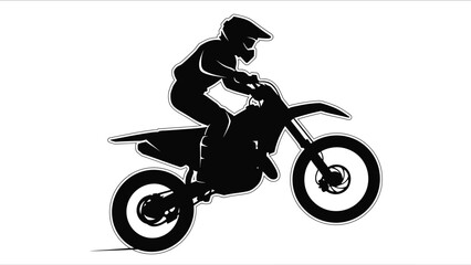 Silhouette of a motocross rider skillfully maneuvering a dirt bike in action